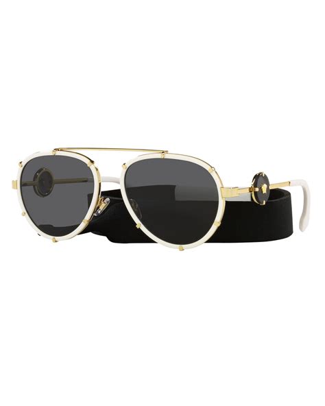 versace women's medusa aviator sunglasses crystal clears|Versace Medusa sunglasses men's.